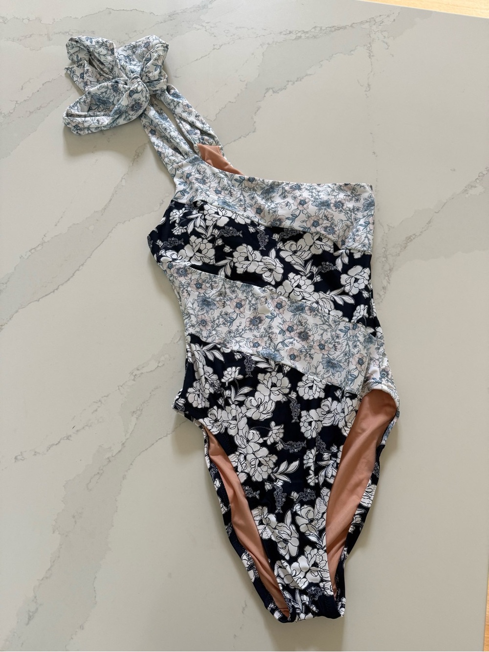 J. Crew Floral One-Shoulder Swimsuit with Matching Beach Wrap